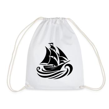 Silhouette de voilier mer et vagues - Sac de sport léger - blanc - Devant