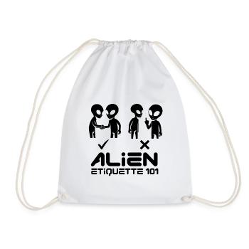Alien Etqiuette 101 Black - Drawstring Bag - white - Front