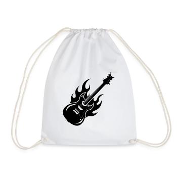 Flammende Gitarre - Turnbeutel - Weiß - Vorne