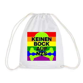KEINEN BOCK AUF NZS, NO NZS, NO AFD, SKULL GRÜN - Turnbeutel - Weiß - Vorne