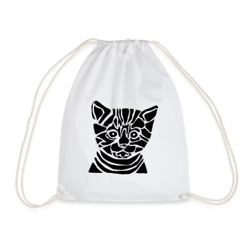 Schwarze Grafikkatze – Geometrisches Porträt - Turnbeutel - Weiß - Vorne