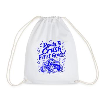 Ready To Crush First Grade - Funny Monster Truck - Drawstring Bag - white - Front