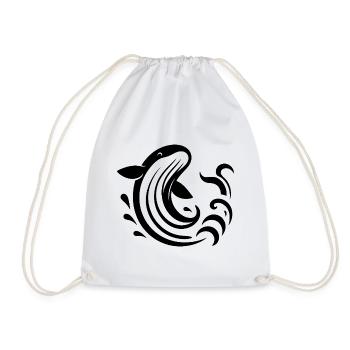 Silhouette de baleine bondissante Motif de la mer - Sac de sport léger - blanc - Devant