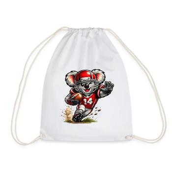 Cute koala playing American football - Drawstring Bag - white - Front