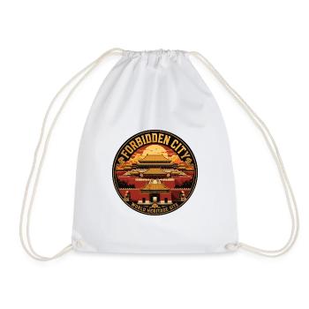 Forbidden City Beijing Vintage Badge - Drawstring Bag - white - Front
