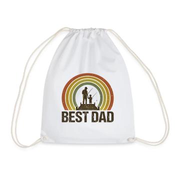 Best Dad While Fishing - Drawstring Bag - white - Front