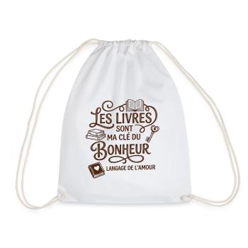 Booklover : Les livres sont ma clé du bonheur - Sac de sport léger - blanc - Devant