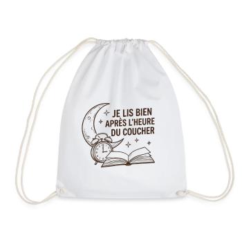 Je lis bien après l'heure du coucher - Livre - Sac de sport léger - blanc - Devant