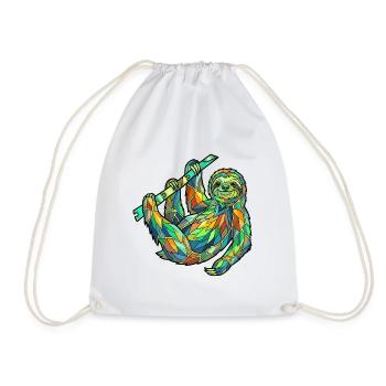 Geometric Sloth - Drawstring Bag - white - Front