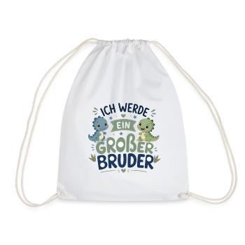 Ich werde Großer Bruder – Dino-Design - Turnbeutel - Weiß - Vorne