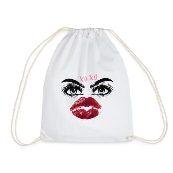 Lèvres embrassables et yeux glamour - Sac de sport léger - blanc - Devant