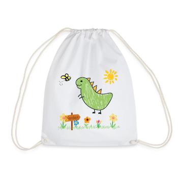Dino Garden Green Kids - Drawstring Bag - white - Front