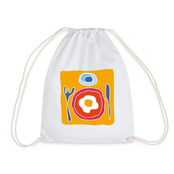 Colorful Fried Egg – Pop Illustration - Drawstring Bag - white - Front