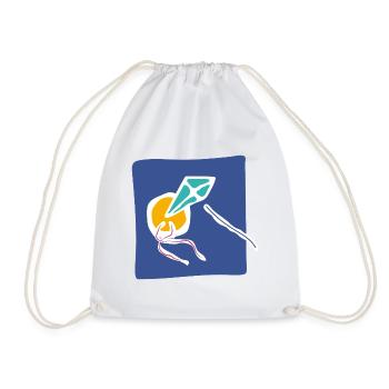 Kite in the Sky – Minimalist Art - Drawstring Bag - white - Front