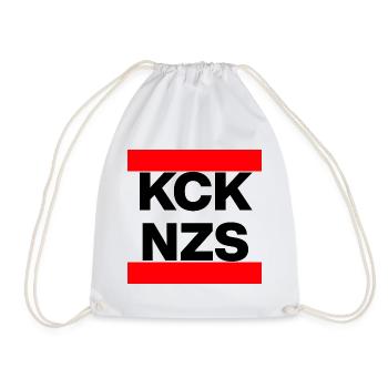 KCK NZS! STATEMENT AGAINST NEO-NAZIS, NEVER AGAIN - Drawstring Bag - white - Front