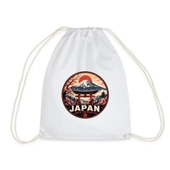 Japan Rising Sun Vintage Travel Badge - Drawstring Bag - white - Front