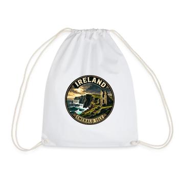 Ireland Emerald Isle Vintage Travel Badge - Drawstring Bag - white - Front