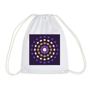 Golden purple mandala on night background - Drawstring Bag - white - Front