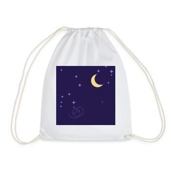 Starry Night, Moon and Purple Spiral - Drawstring Bag - white - Front