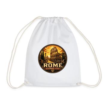 Rome Eternal City Colosseum Vintage Badge - Drawstring Bag - white - Front