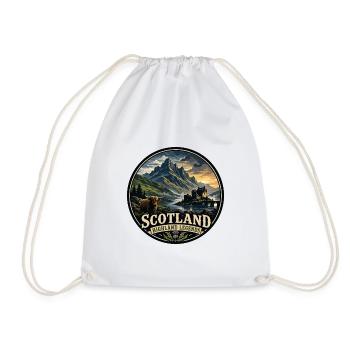 Scotland Highland Legends Vintage Travel Badge - Drawstring Bag - white - Front