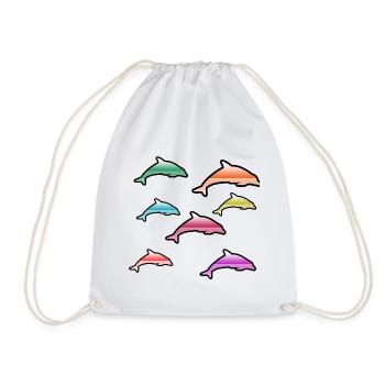 Dolphins - Drawstring Bag - white - Front
