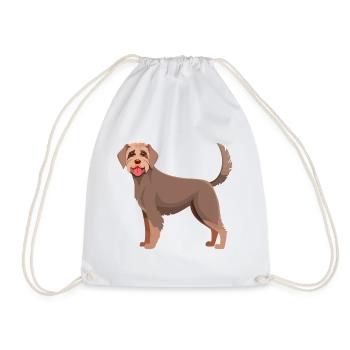German Wirehaired Dog (Comic) - Drawstring Bag - white - Front