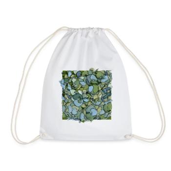 Blue Hydrangeas – Modern Floral Illustration - Drawstring Bag - white - Front
