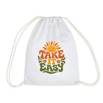 Take It Easy – Retro 70s Groovy Statement Design - Drawstring Bag - white - Front