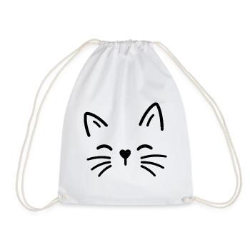 Cute cat with heart nose - Drawstring Bag - white - Front
