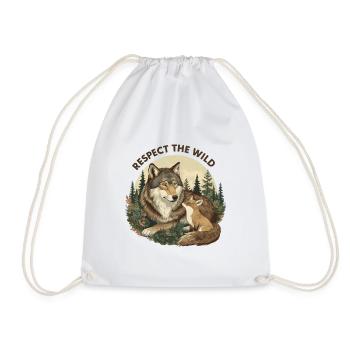 Respect The Wild Wolf & Fox Nature - Drawstring Bag - white - Front