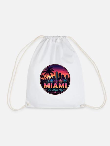 Miami Magic City Retro Sunset Palm Abzeichen - Turnbeutel - Weiß