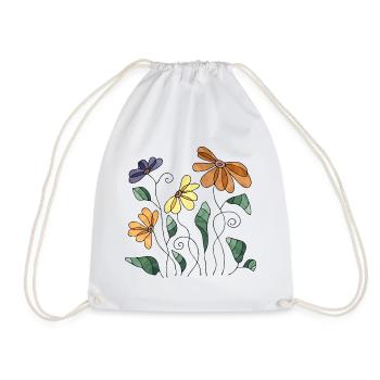 Flowers - Drawstring Bag - white - Front