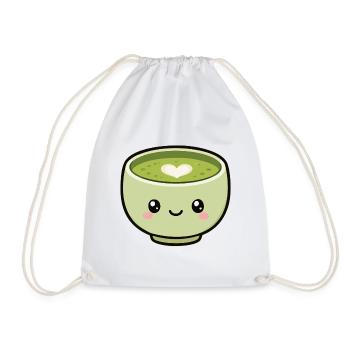 Tasse de thé matcha Kawaii avec cœur - Sac de sport léger - blanc - Devant