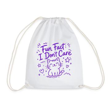 Fun Fact: I Don't Care - Funny Cat - Drawstring Bag - white - Front
