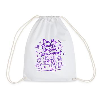 I'm My Family's Unpaid Tech Support - Funny Tech - Drawstring Bag - white - Front