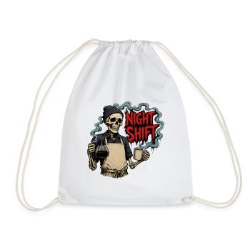 Night Shift Coffee – Barista Skeleton Night Shift - Drawstring Bag - white - Front