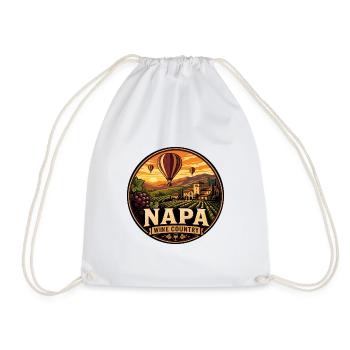 Napa Valley Wine Country Vintage Hot Air Balloon - Drawstring Bag - white - Front