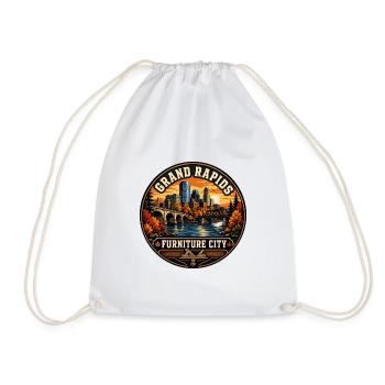 Grand Rapids Furniture City Vintage Badge - Drawstring Bag - white - Front