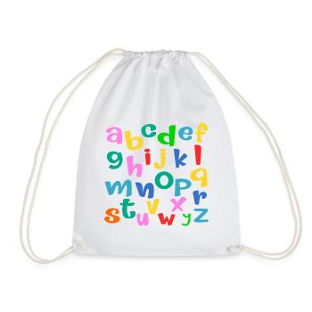 School Child ABC Letters - Drawstring Bag - white - Front