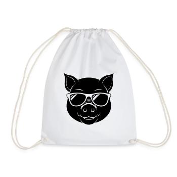 Cochon en lunettes de soleil - Sac de sport léger - blanc - Devant