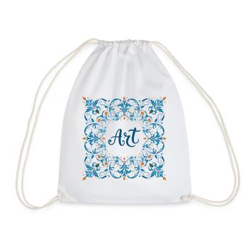 Ornate "ART" lettering – Creative Design - Drawstring Bag - white - Front