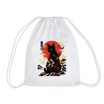 Katzen-Samurai am Sonnenuntergang - Turnbeutel - Weiß - Vorne