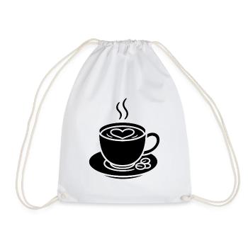 Coffee cup with heart for connoisseurs - Drawstring Bag - white - Front