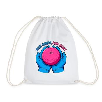 Blue Hands and Pink Fruit – Pop Art - Drawstring Bag - white - Front
