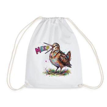 Colorful Woodcock Meep Bird Comic Design - Drawstring Bag - white - Front