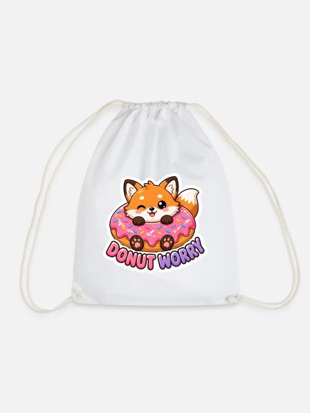 Süßes Kawaii Fuchs-Donut-Sorgen-Wortspiel-T-Shirt - Turnbeutel - Weiß
