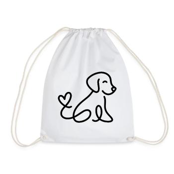 Cute dog with heart on tail - Drawstring Bag - white - Front