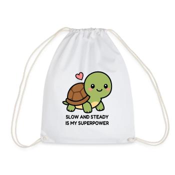 Lentement et sûrement est mon superpouvoir mignon Kawaii Turtl - Sac de sport léger - blanc - Devant