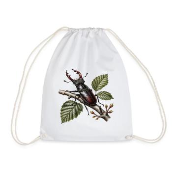 Lucane cerf volant sur branche  - Drawstring Bag - white - Front